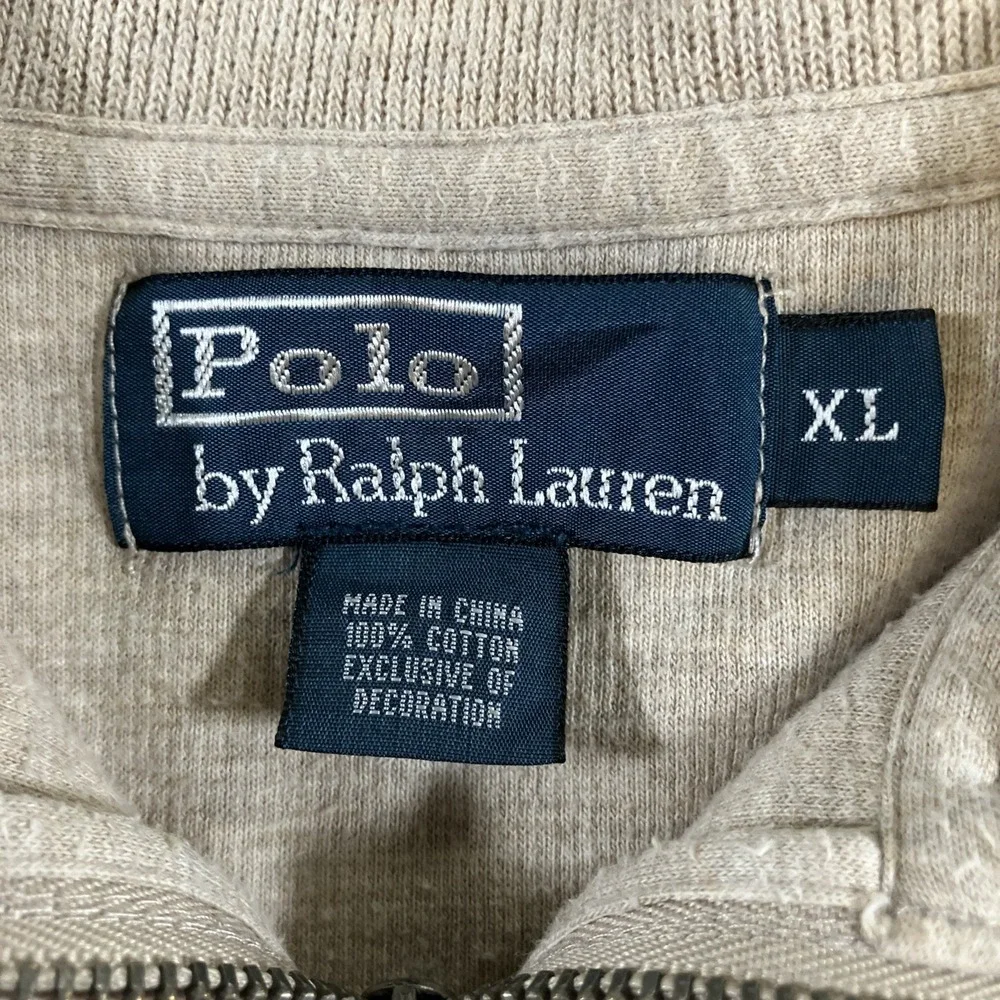 Polo Ralph Lauren Men's XL Oatmeal Cotton Knit 1/4 Zip Mock Neck Sweater